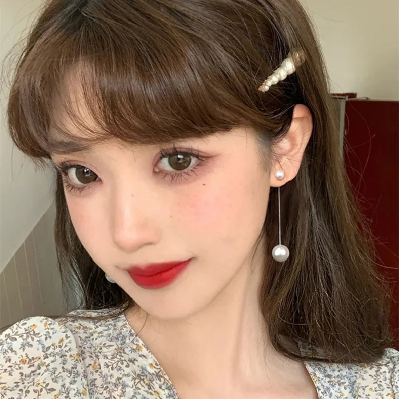 QMCOCO パール ロングタッセルピアス