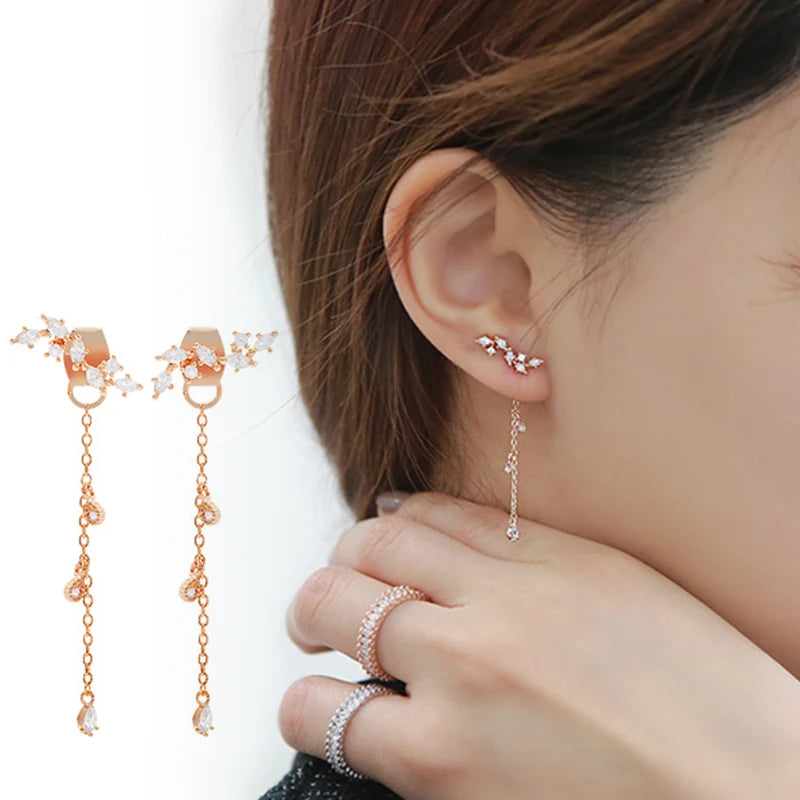 シルバー925 リーフピアス ジルコニア