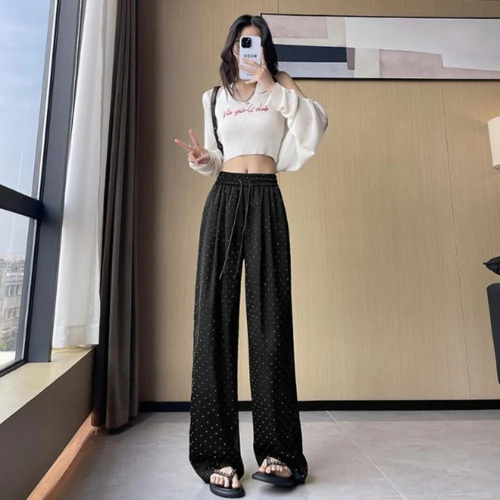 アイスシルク ハイウエストワイドパンツ