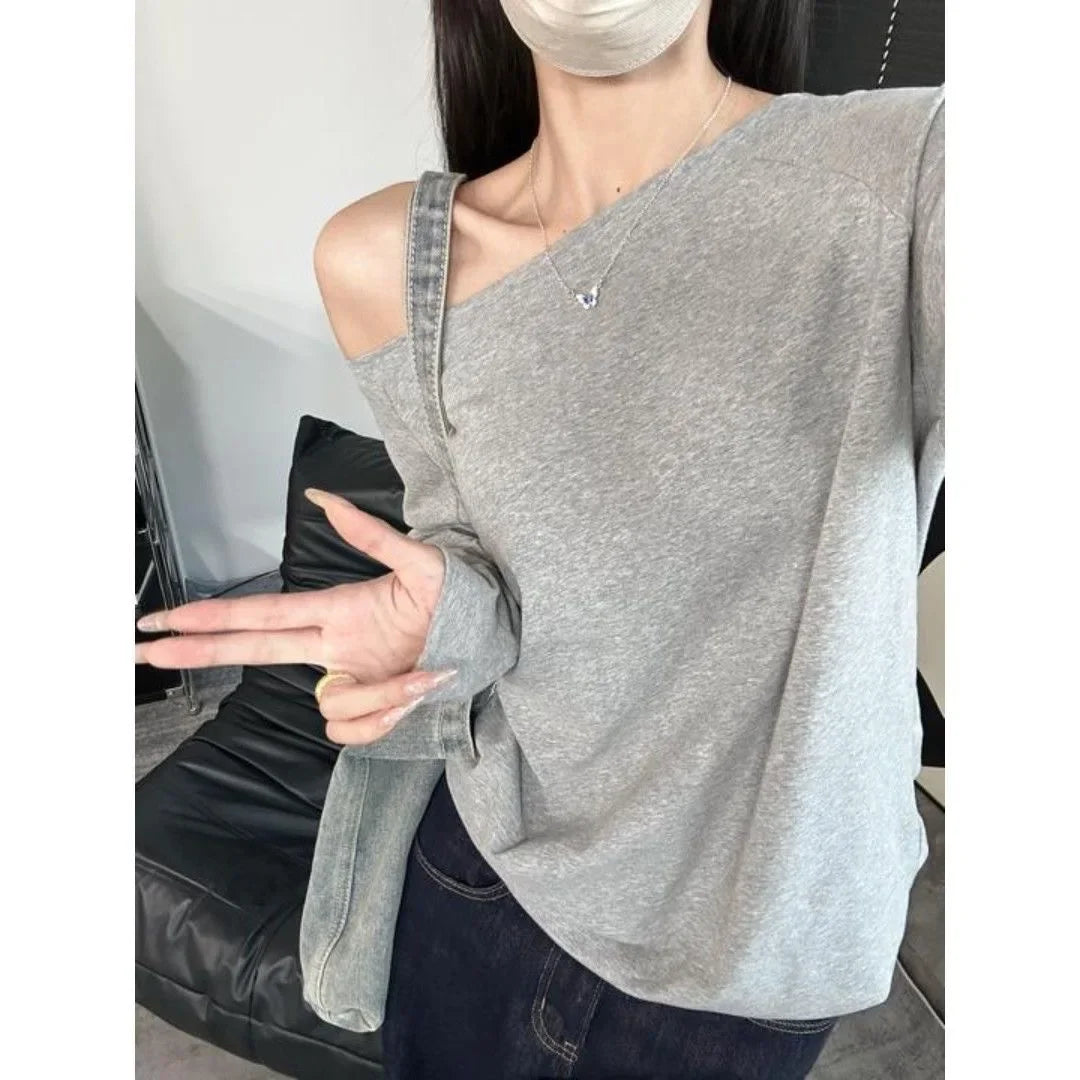 オフショルダー オーバーサイズロンT