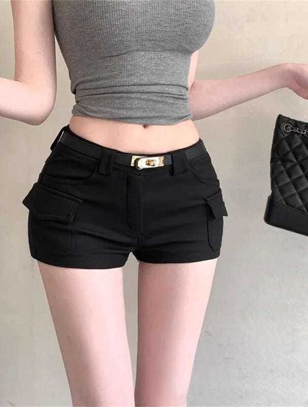 ハイウエスト ストレートショートパンツ
