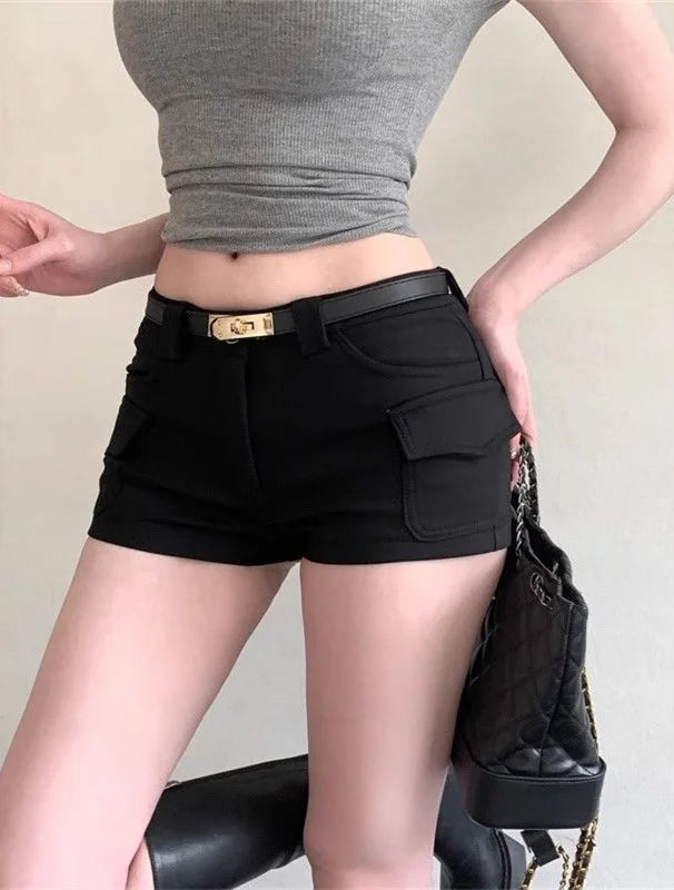 ハイウエスト ストレートショートパンツ