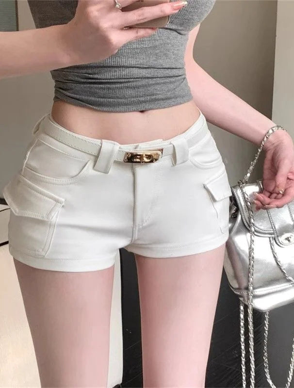 ハイウエスト ストレートショートパンツ