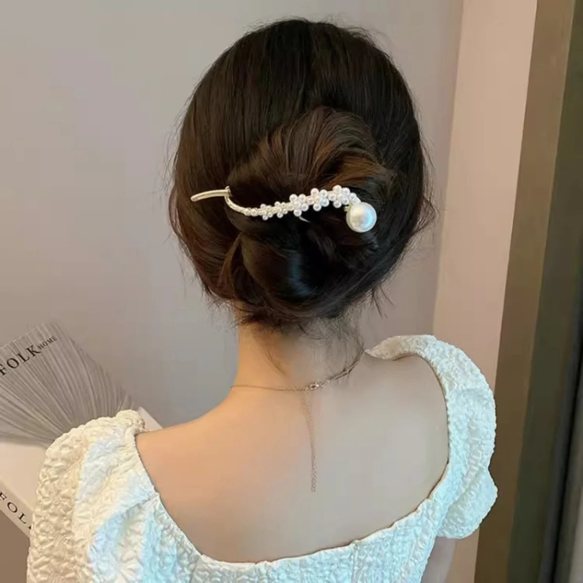 パールツイスト ヘアクリップ 約11.5cm