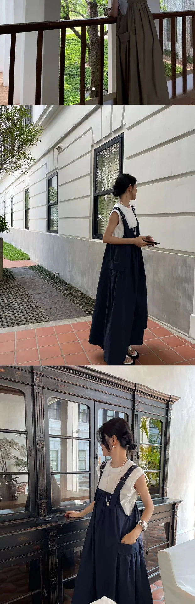 ワイドストラップ ゆったりロングワンピース