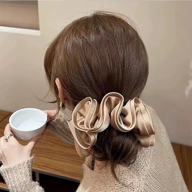 サテンリボン 大きめシュシュ 韓国風