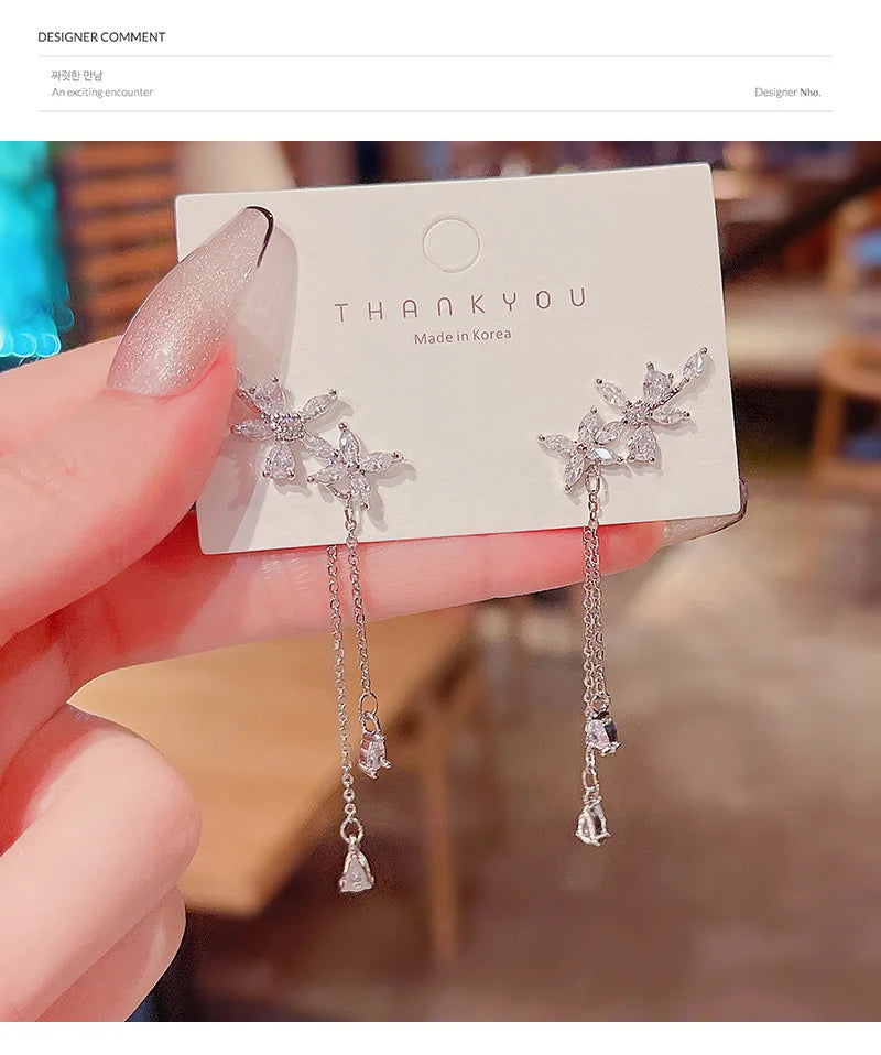 ジルコニア フラワータッセルピアス