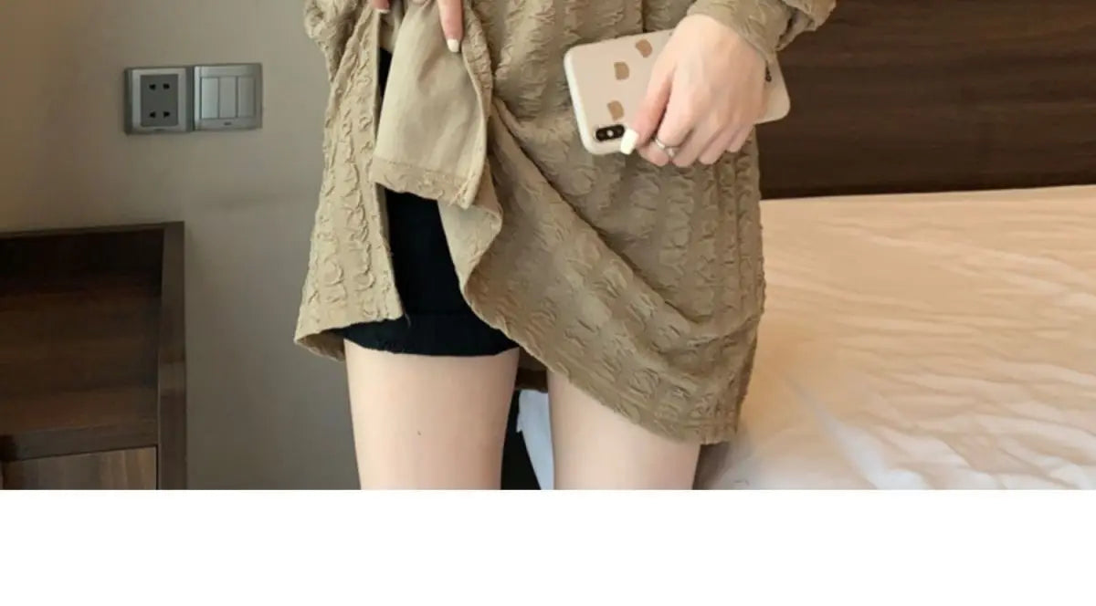 オーバーサイズ スリット入り 長袖チュニックTシャツ