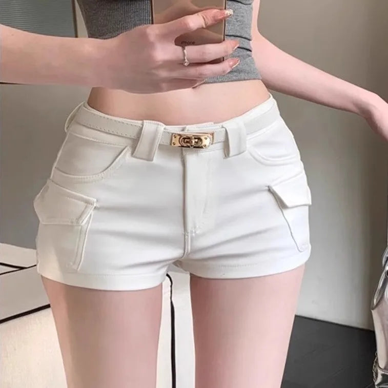 ハイウエスト ストレートショートパンツ