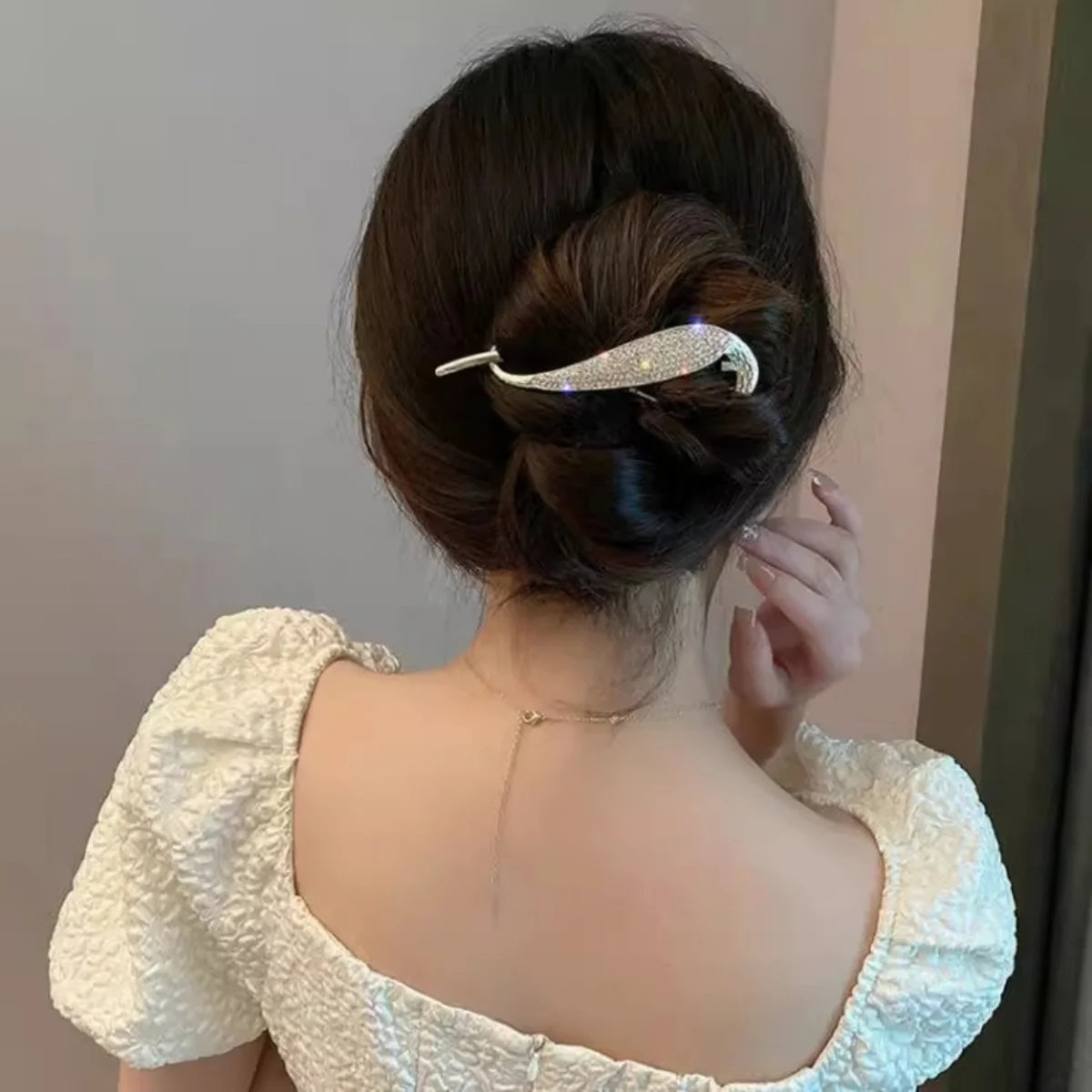 パールツイスト ヘアクリップ 約11.5cm