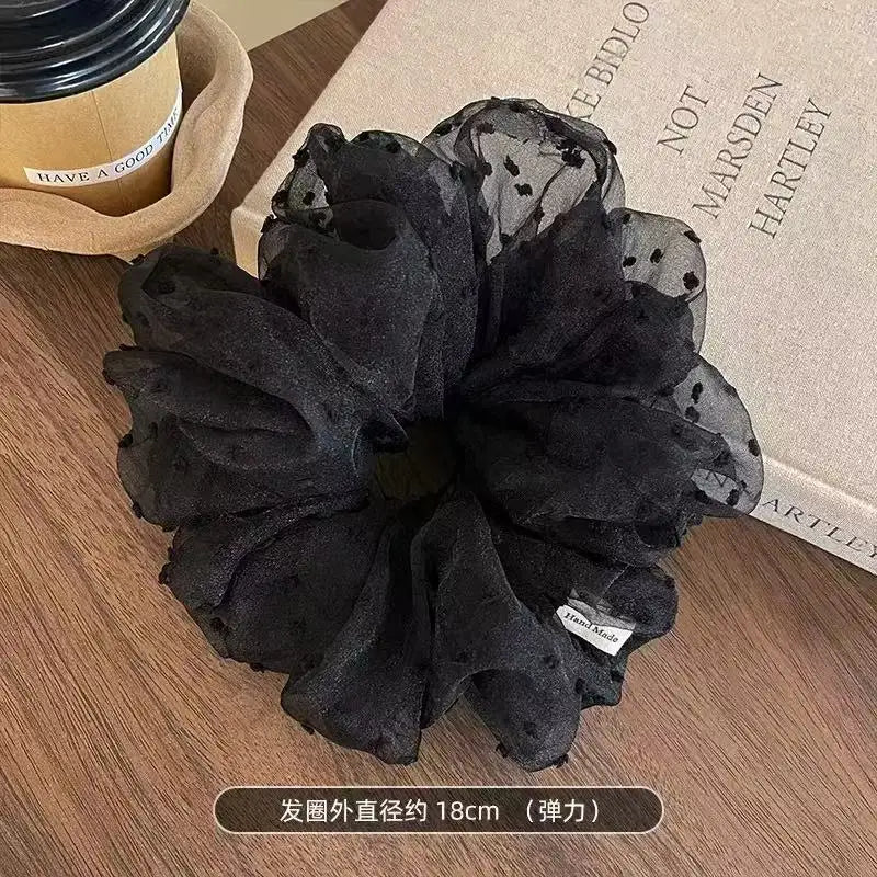 ドット柄 チュールシュシュ 韓国風
