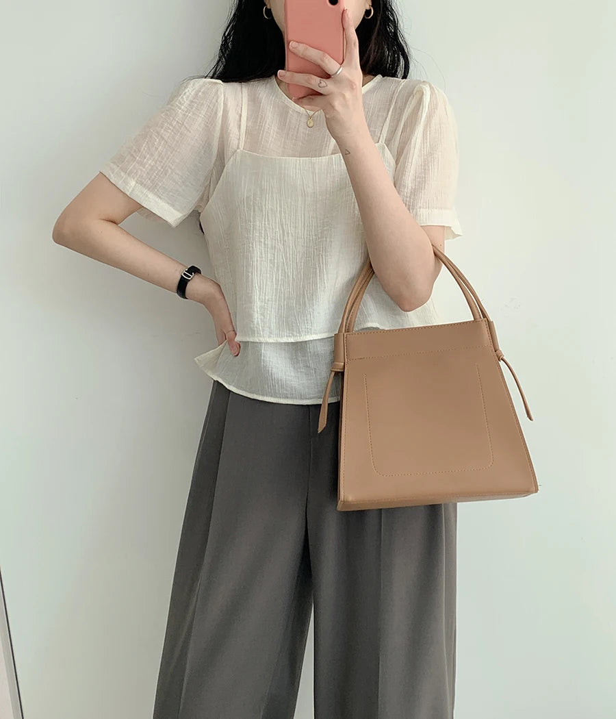 パフスリーブ シフォンブラウス 2点セット