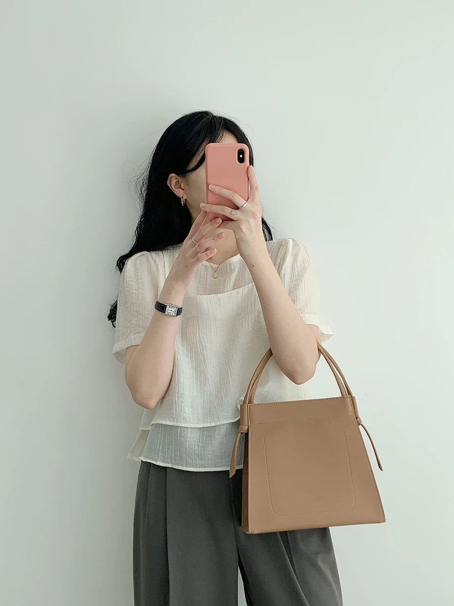 パフスリーブ シフォンブラウス 2点セット
