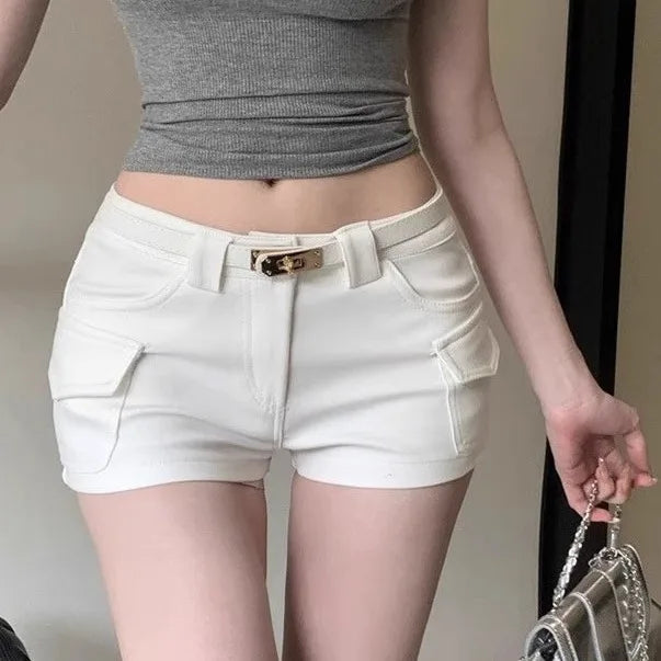 ハイウエスト ストレートショートパンツ
