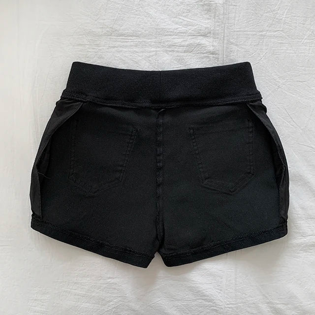 ハイウエスト デニムショートパンツ 白 ベルト付き