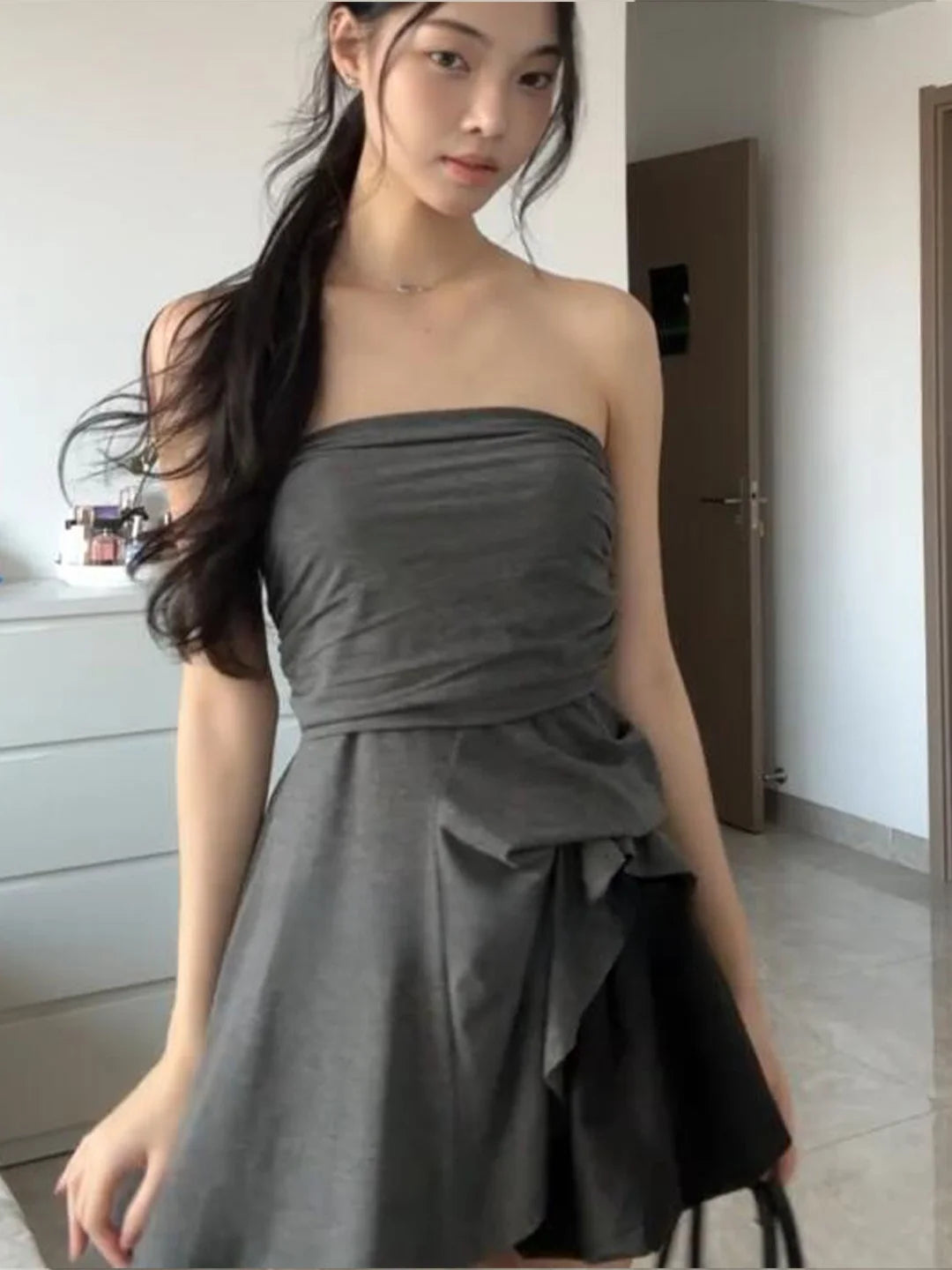 グレー アシンメトリー フィッシュテールスカート
