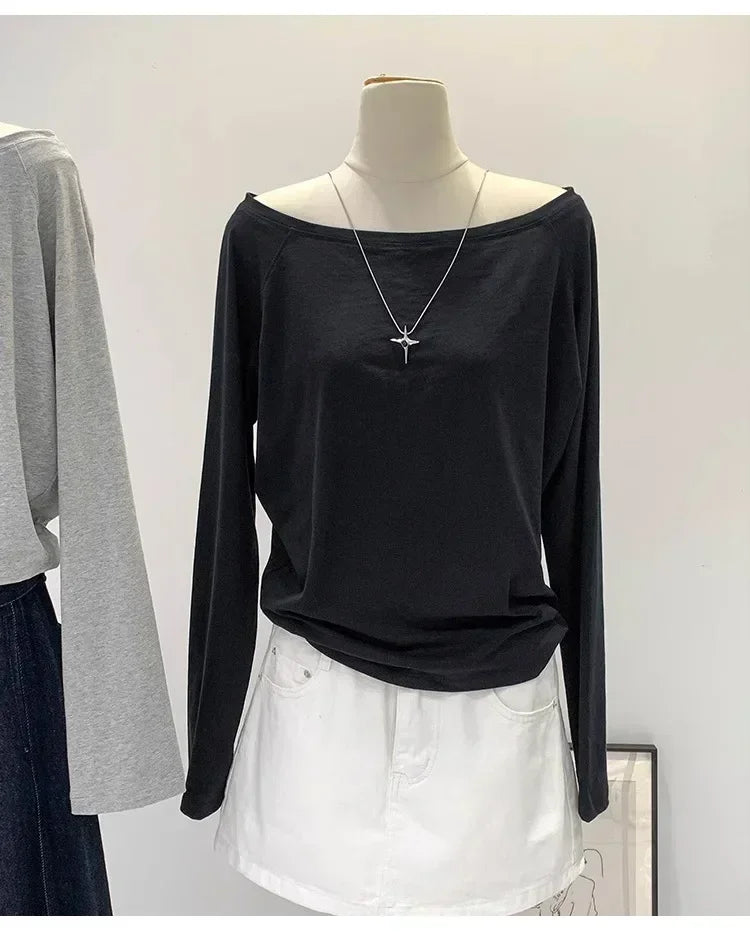 オフショルダー オーバーサイズロンT