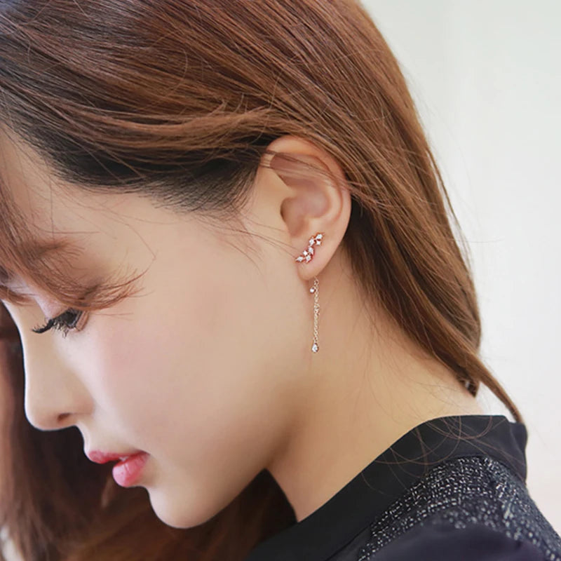 シルバー925 リーフピアス ジルコニア