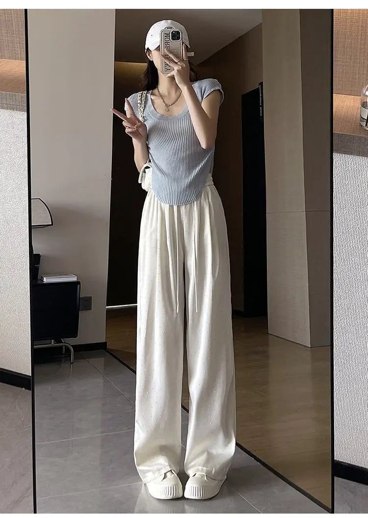 アイスシルク ハイウエストワイドパンツ