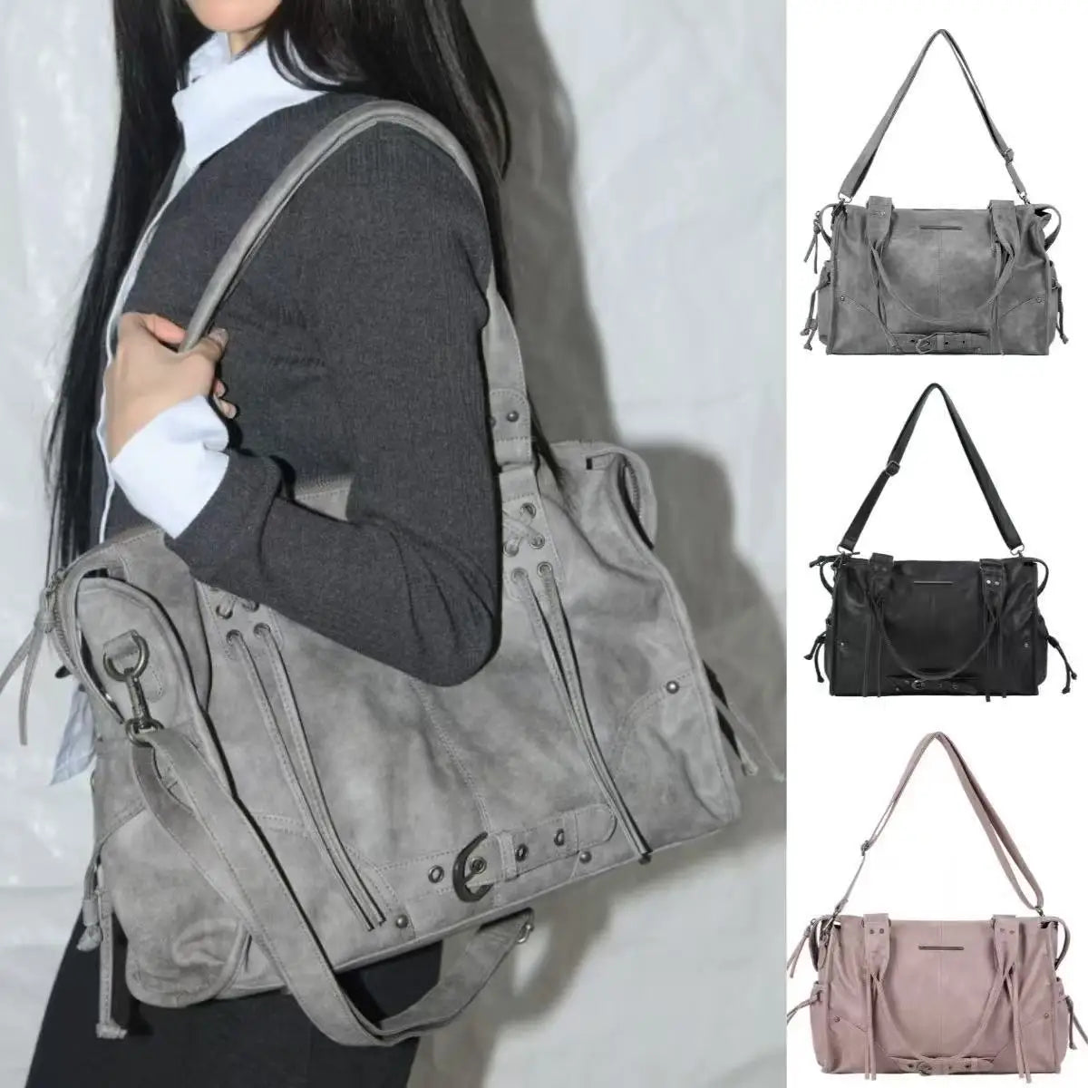 Fancy Club 無地バックル ショルダーバッグ