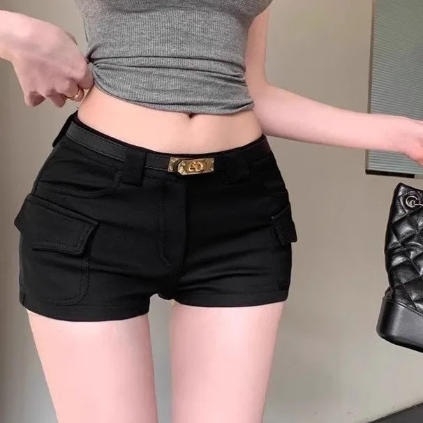 ハイウエスト ストレートショートパンツ