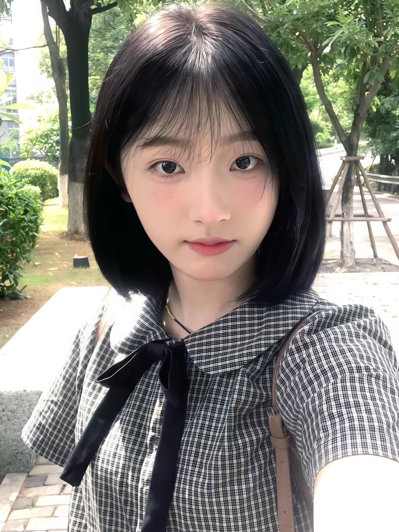 チェック柄 半袖ポロカラーシャツ
