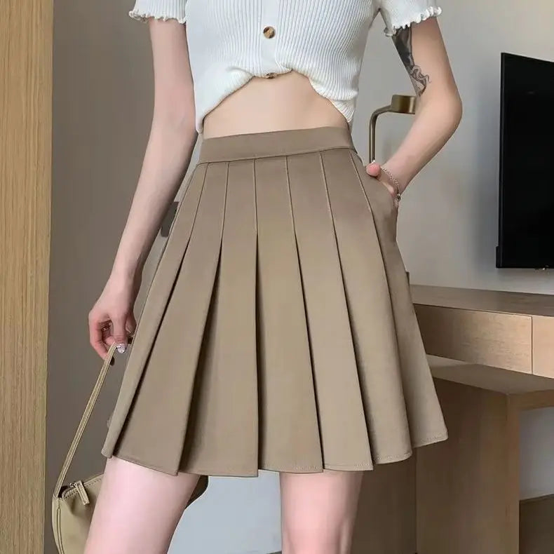 kyaqsuk インナーパンツ付き 膝丈プリーツスカート