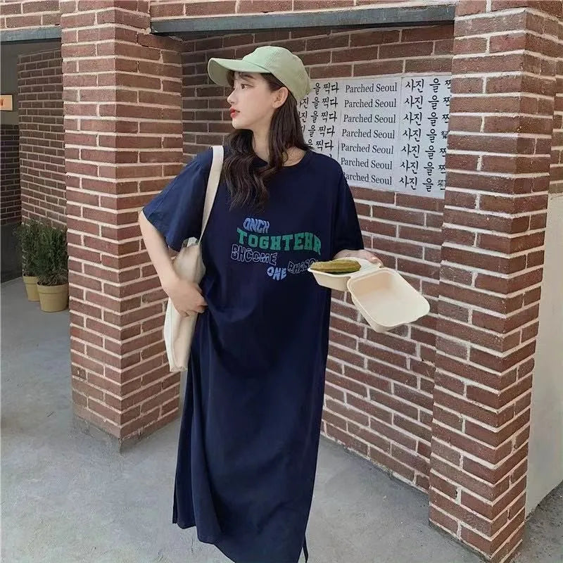 ロゴプリント オーバーサイズTシャツワンピース
