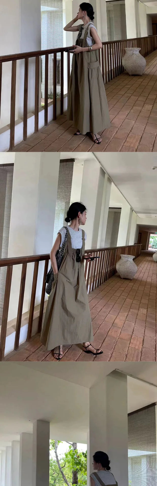 ワイドストラップ ゆったりロングワンピース