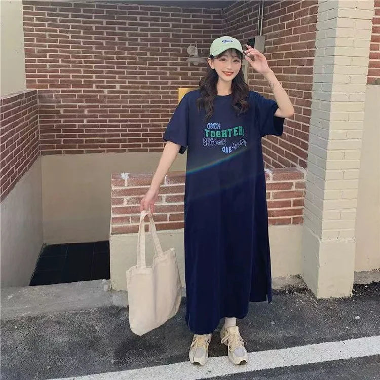 ロゴプリント オーバーサイズTシャツワンピース
