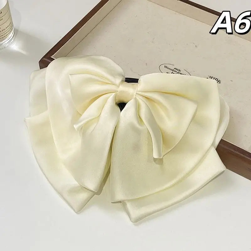 サテン 大きめリボン バンスクリップ