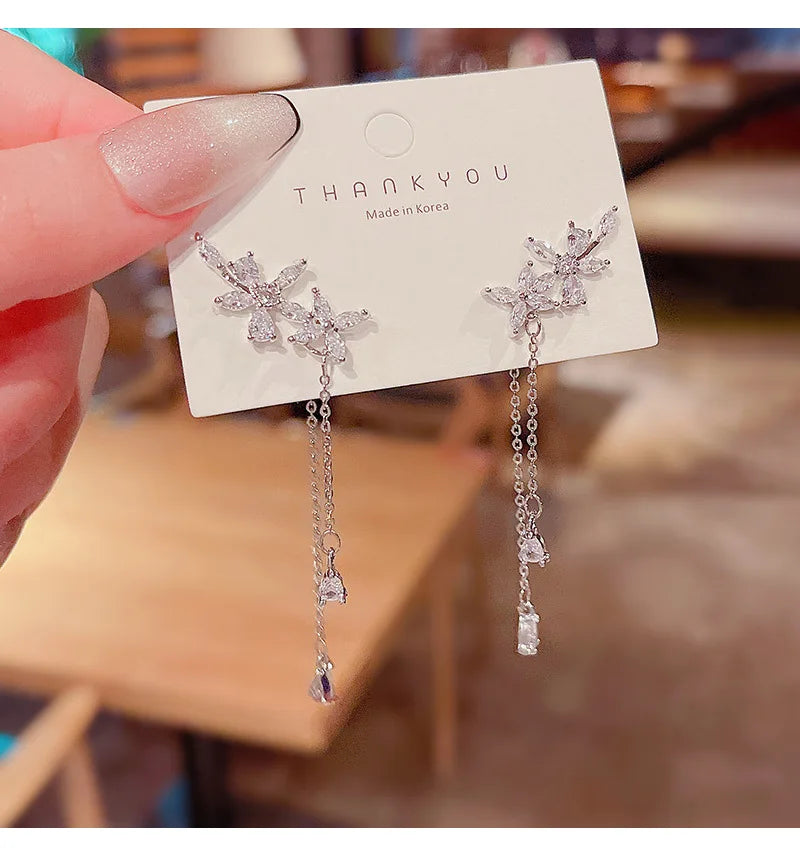 ジルコニア フラワータッセルピアス