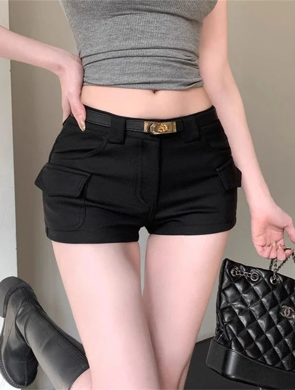ハイウエスト ストレートショートパンツ
