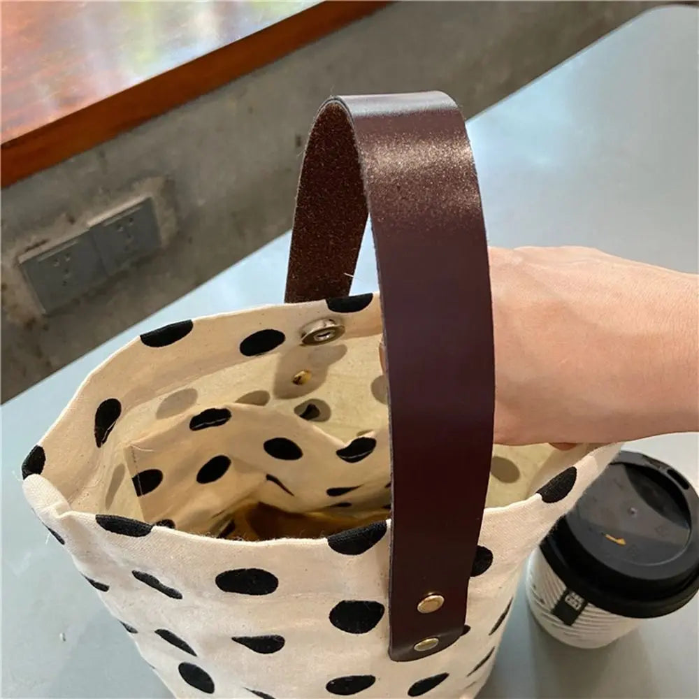 ドット柄キャンバス バケットバッグ