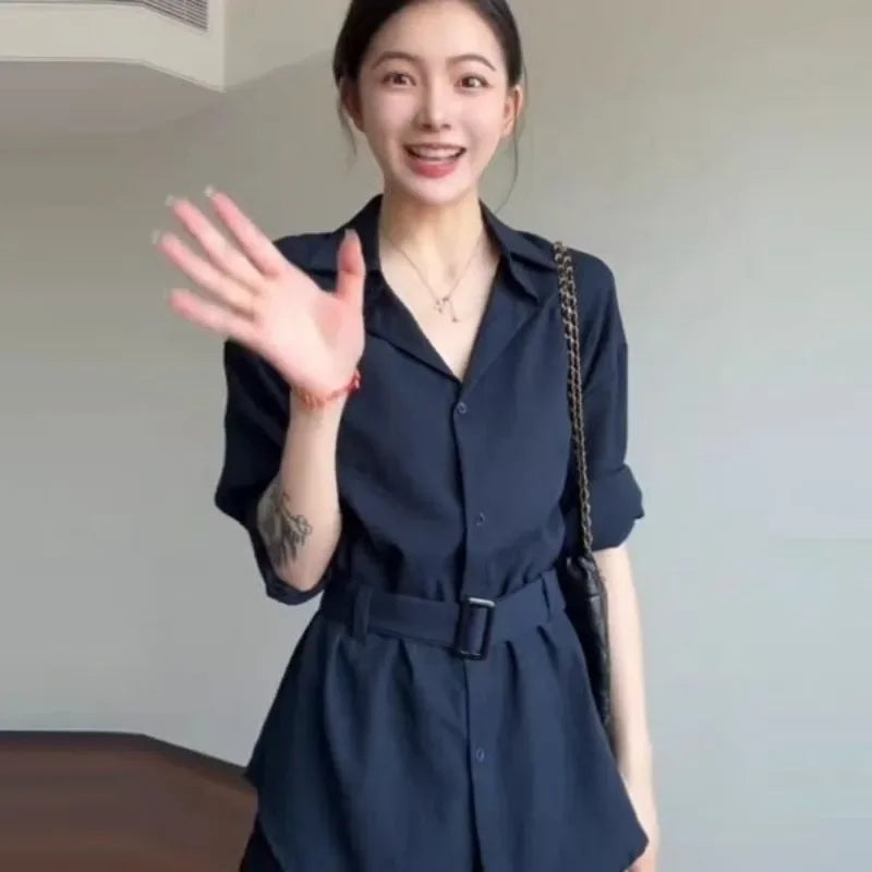 フレンチレトロ ストラップ付き長袖シャツ