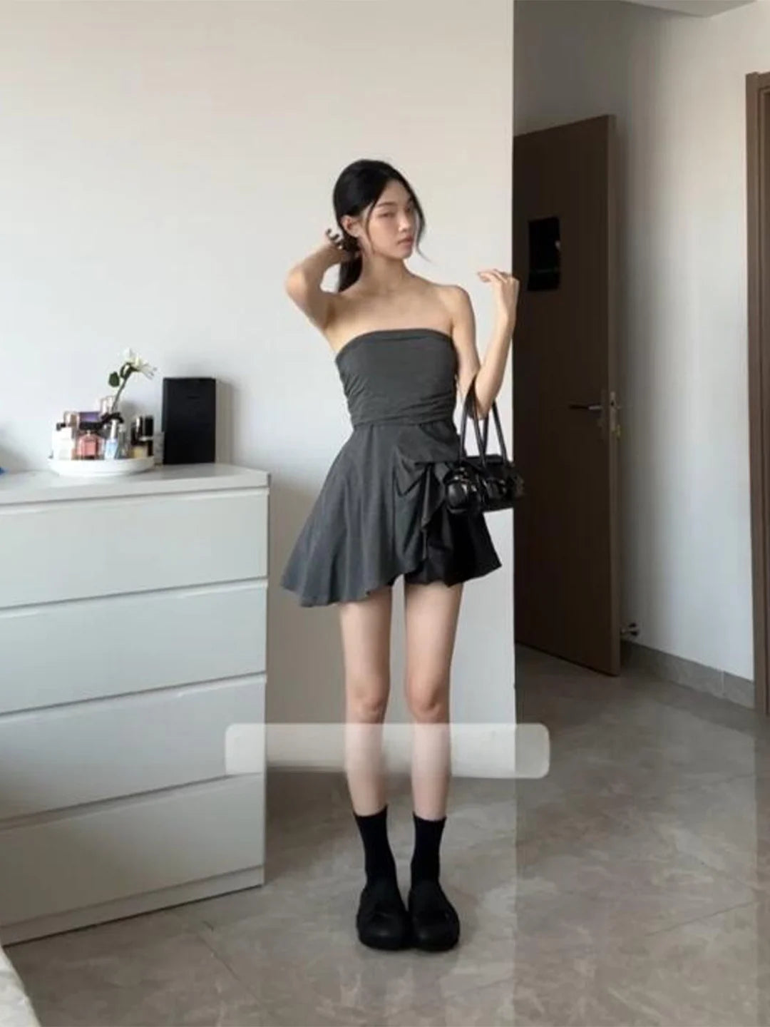 グレー アシンメトリー フィッシュテールスカート