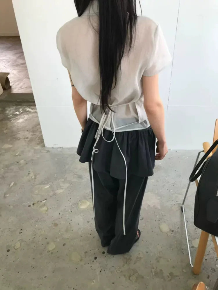 シアー半袖ブラウス ツーピースセット