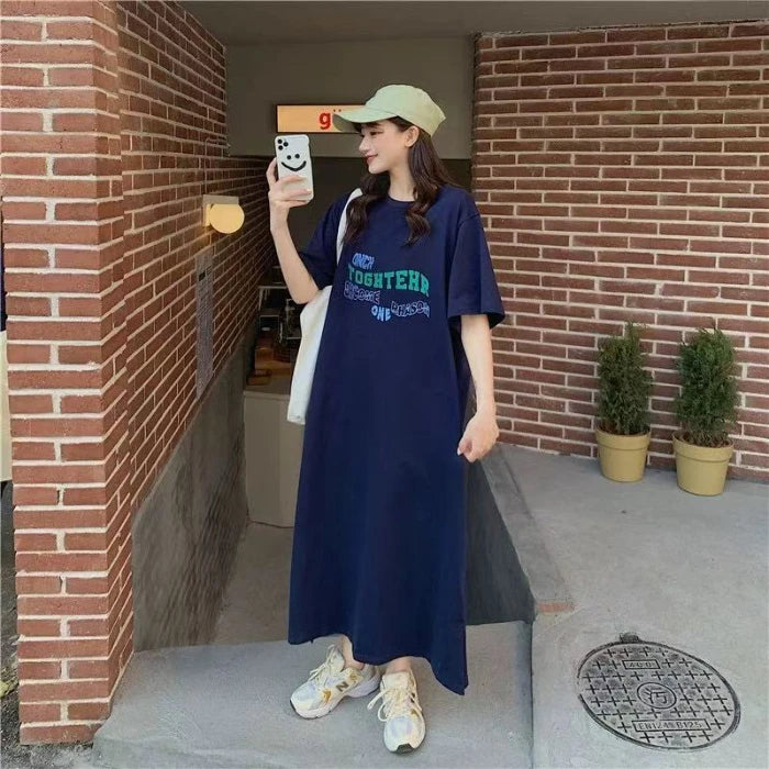 ロゴプリント オーバーサイズTシャツワンピース