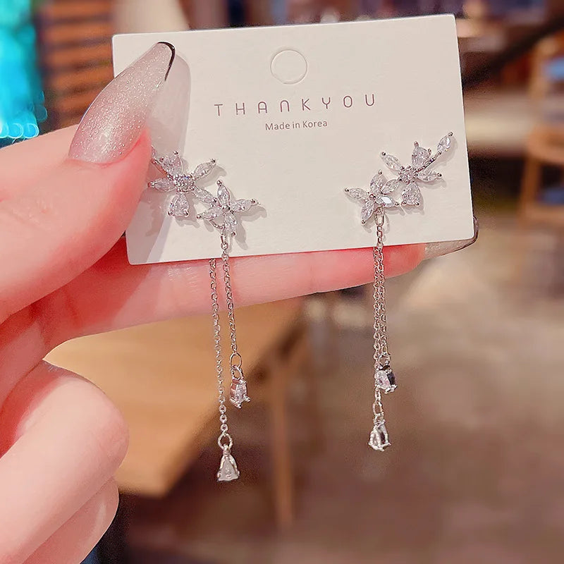 ジルコニア フラワータッセルピアス