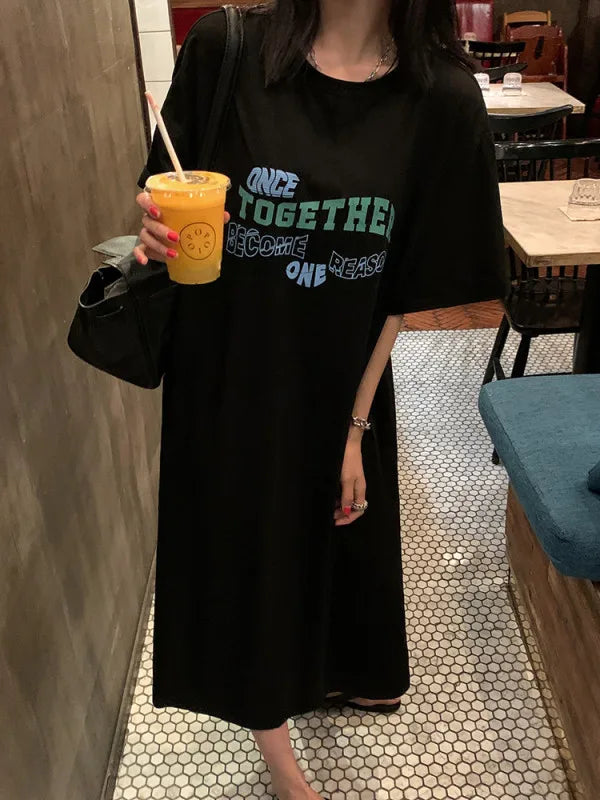 ロゴプリント オーバーサイズTシャツワンピース