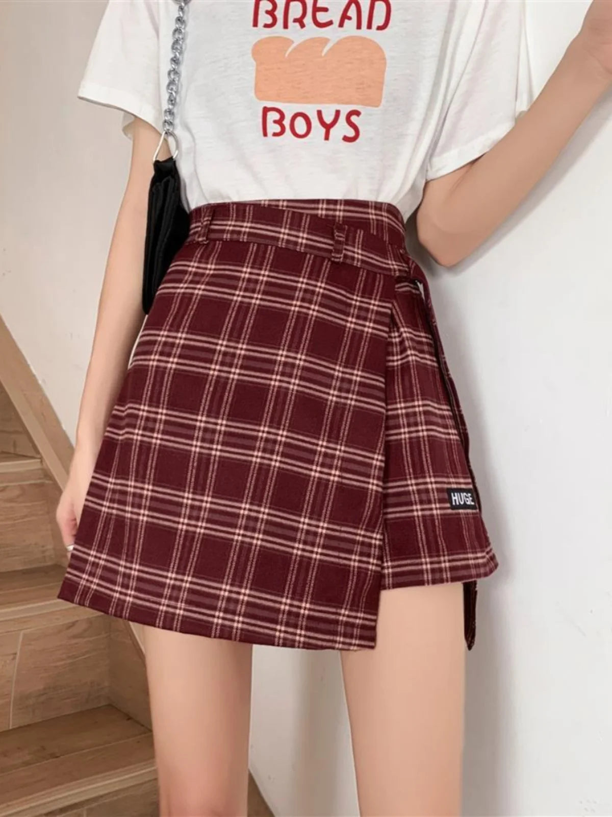チェック柄 Aライン ミニスカート 大きいサイズ