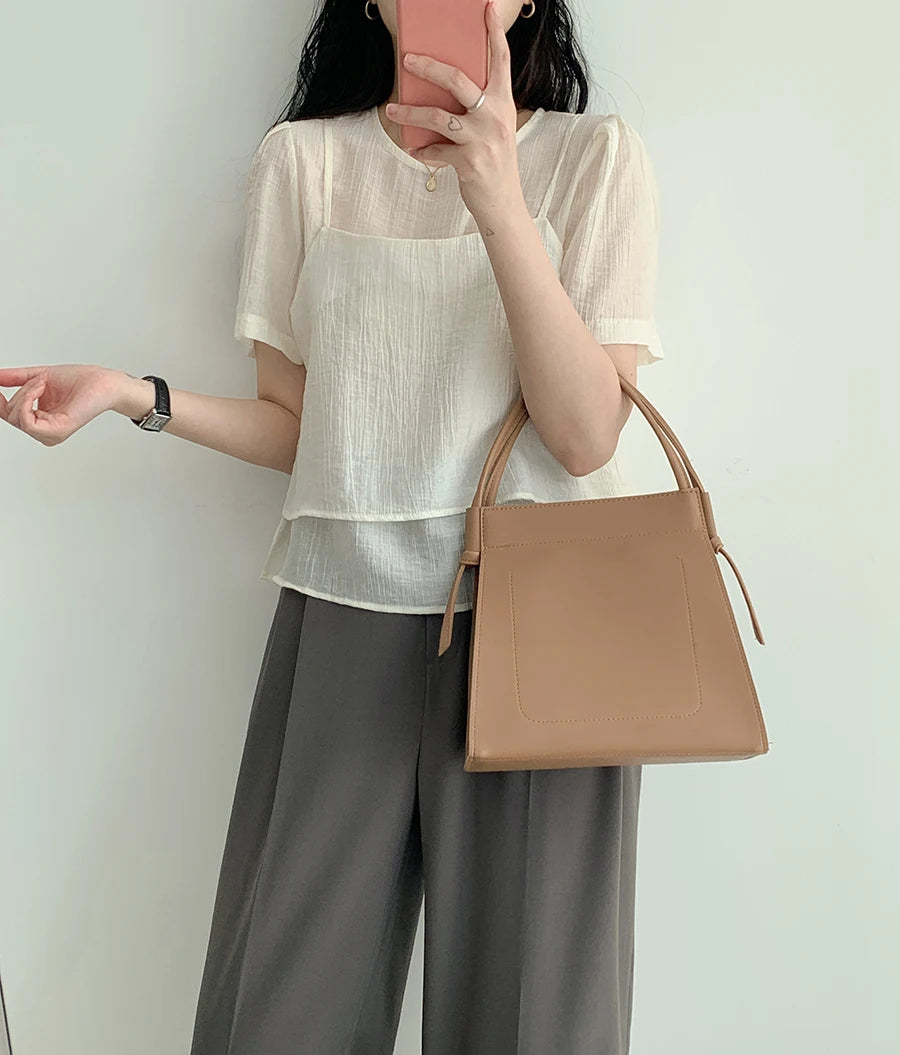 パフスリーブ シフォンブラウス 2点セット