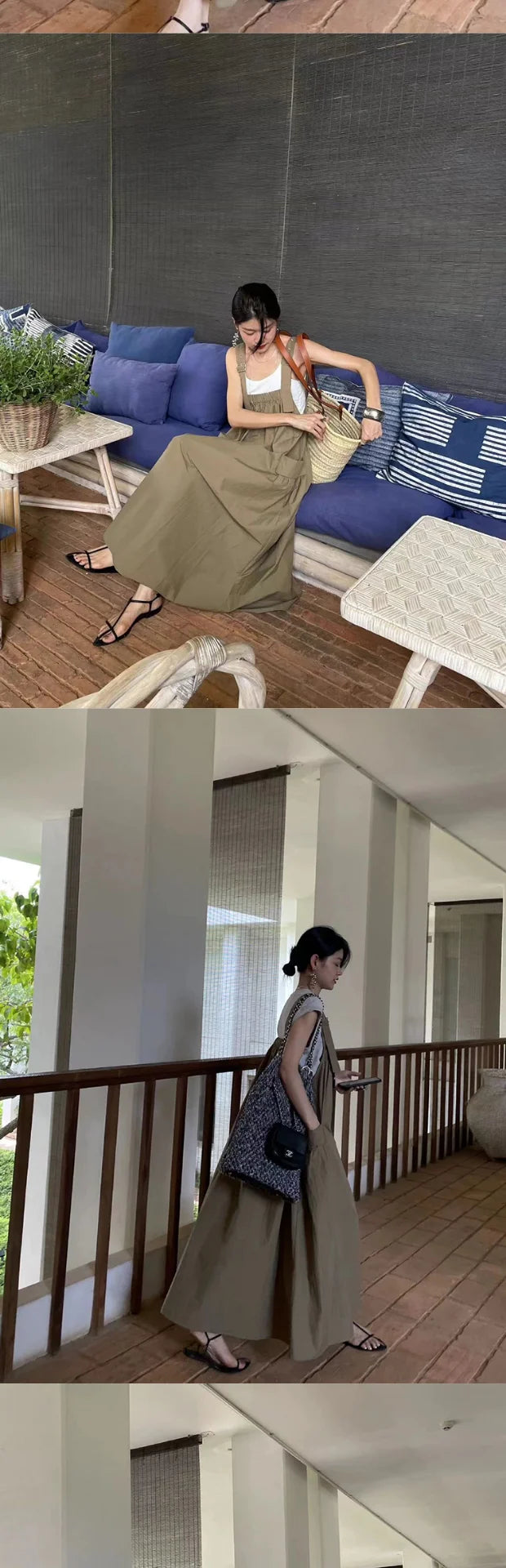 ワイドストラップ ゆったりロングワンピース