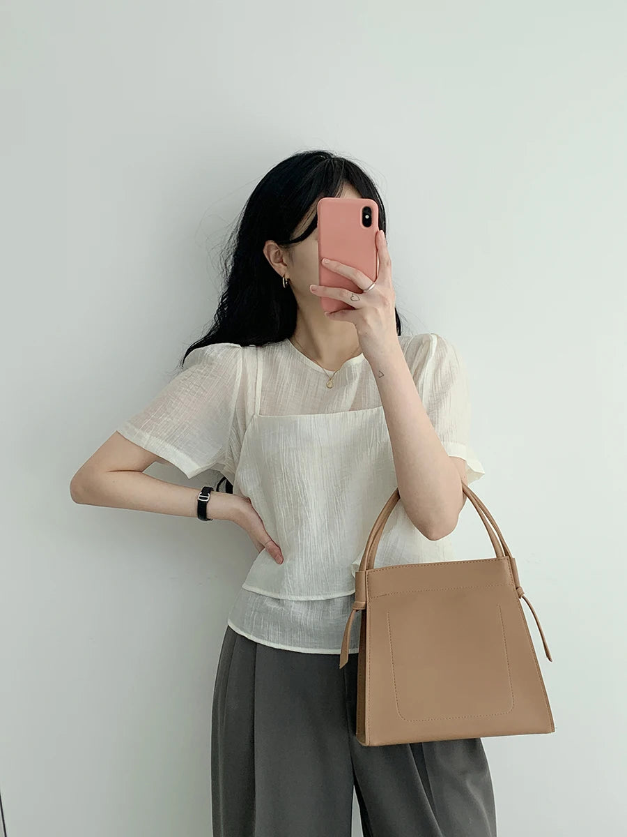 パフスリーブ シフォンブラウス 2点セット