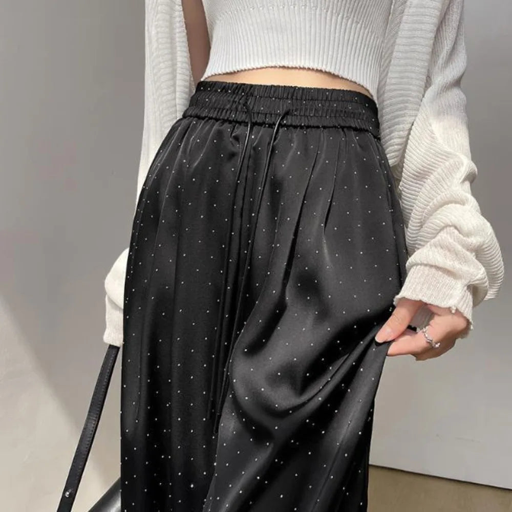 アイスシルク ハイウエストワイドパンツ