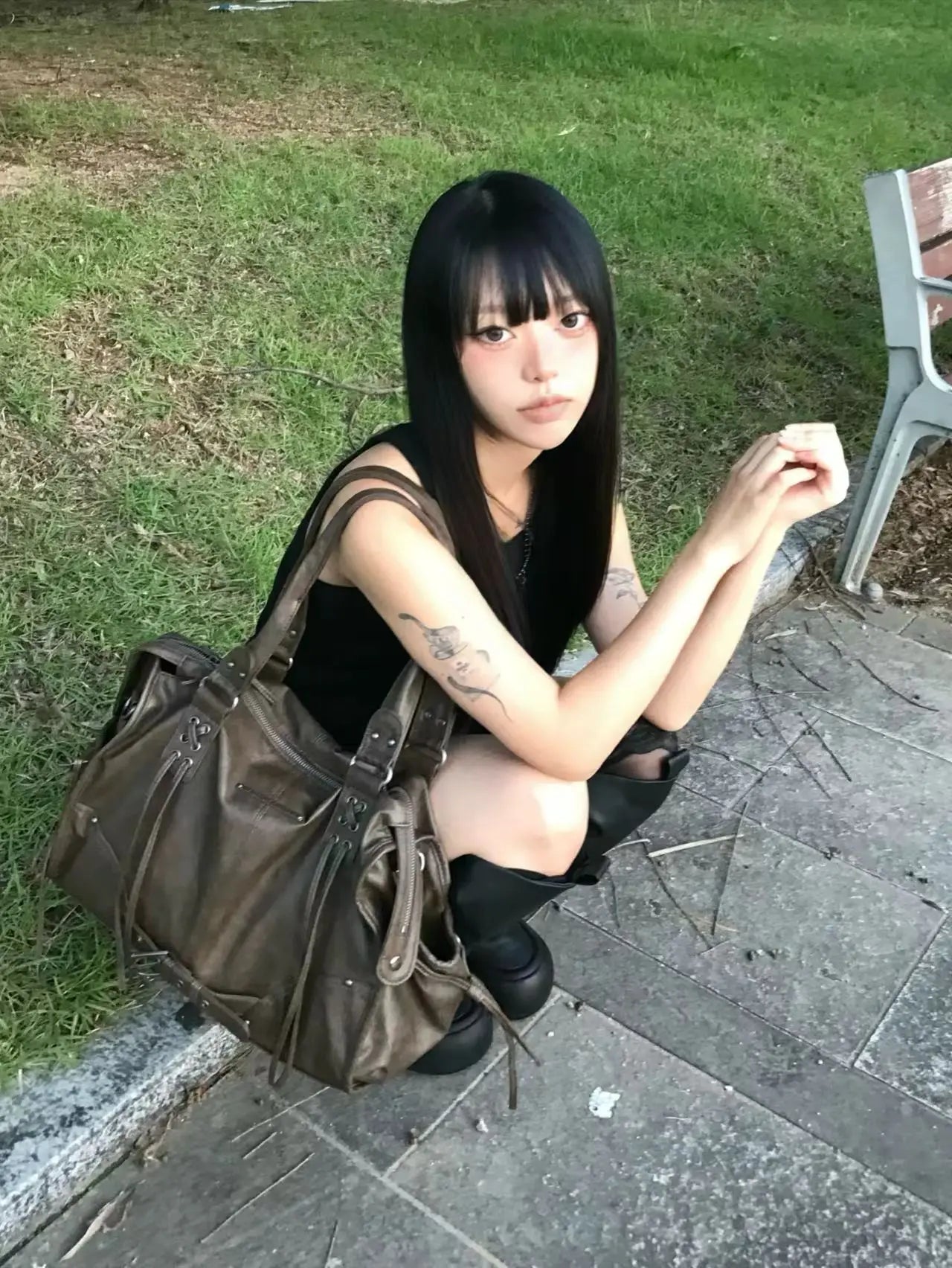 Fancy Club PUレザー レトロ脇抱えバッグ