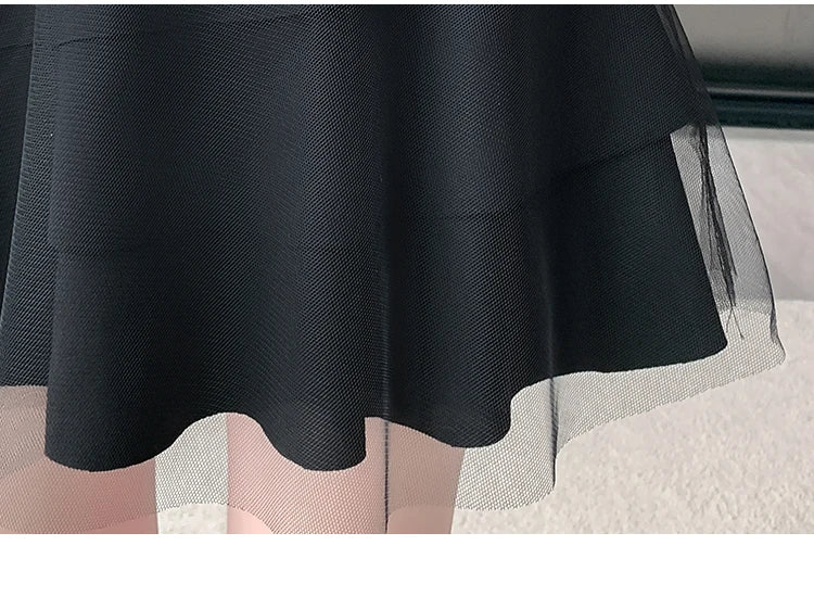 刺繍チュール ケーキスカート ハイウエスト