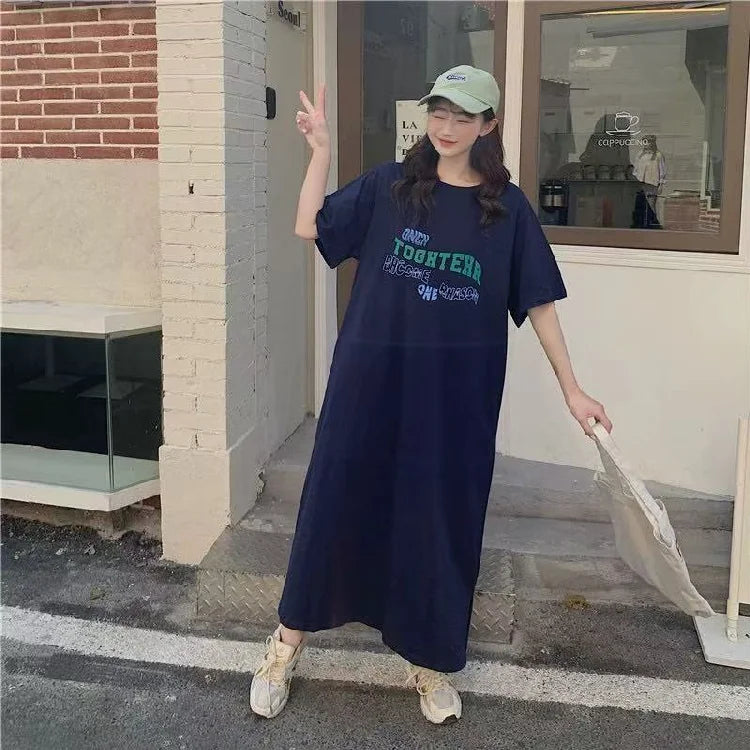 ロゴプリント オーバーサイズTシャツワンピース