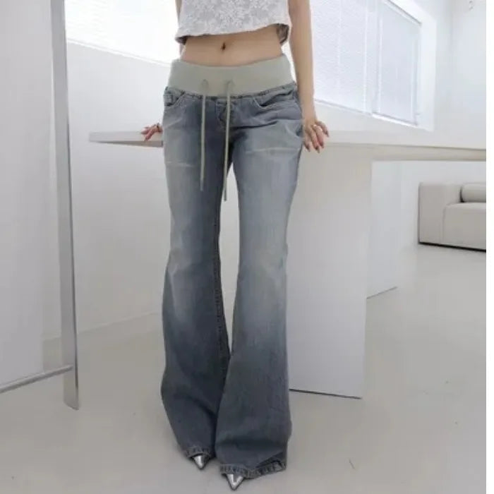 ハイウエスト フレアデニムパンツ ブルー