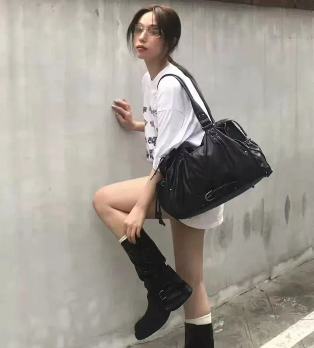 Fancy Club PUレザー レトロ脇抱えバッグ